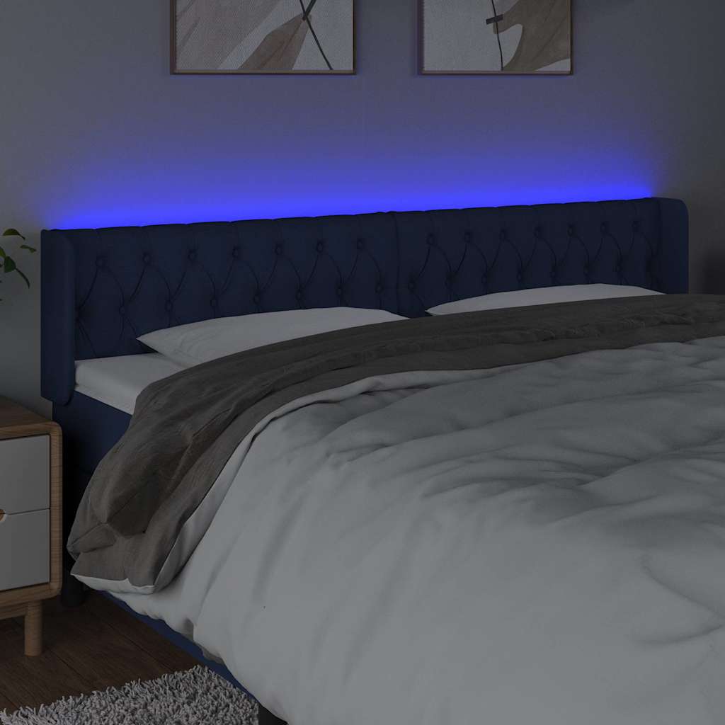 Testiera a LED Blu 183x16x78/88 cm in Tessuto