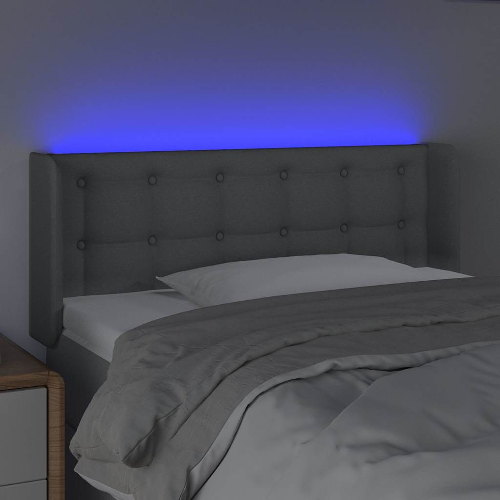 Testiera Grigio Chiaro a LED 93x16x78/88 cm in Tessuto