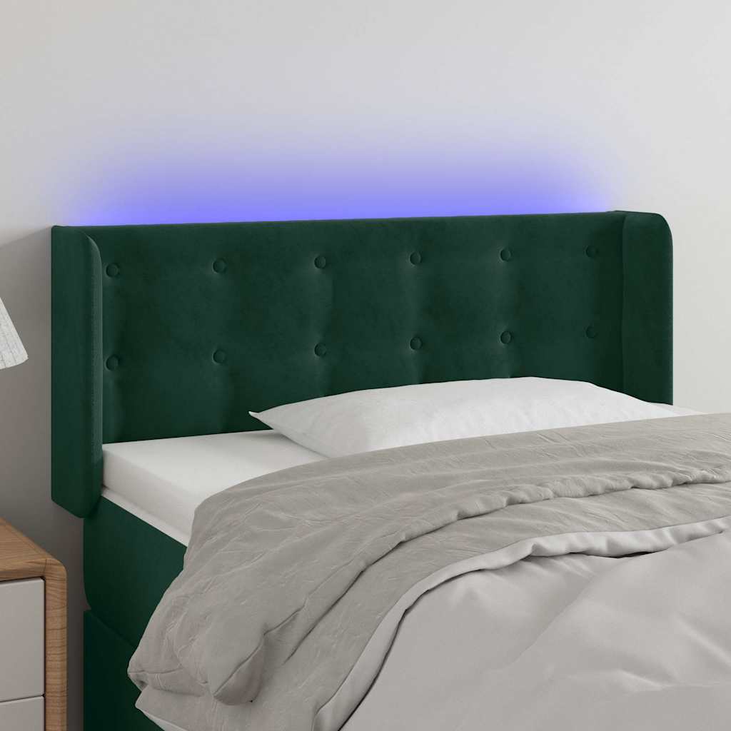 Testiera a LED Verde Scuro 83x16x78/88 cm in Velluto