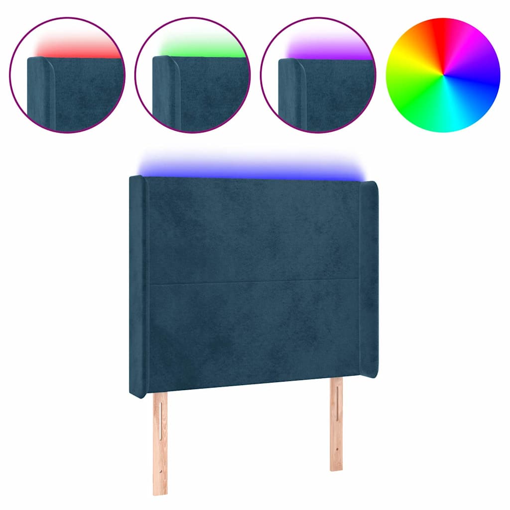Testiera a LED Blu Scuro 93x16x118/128 cm in Velluto