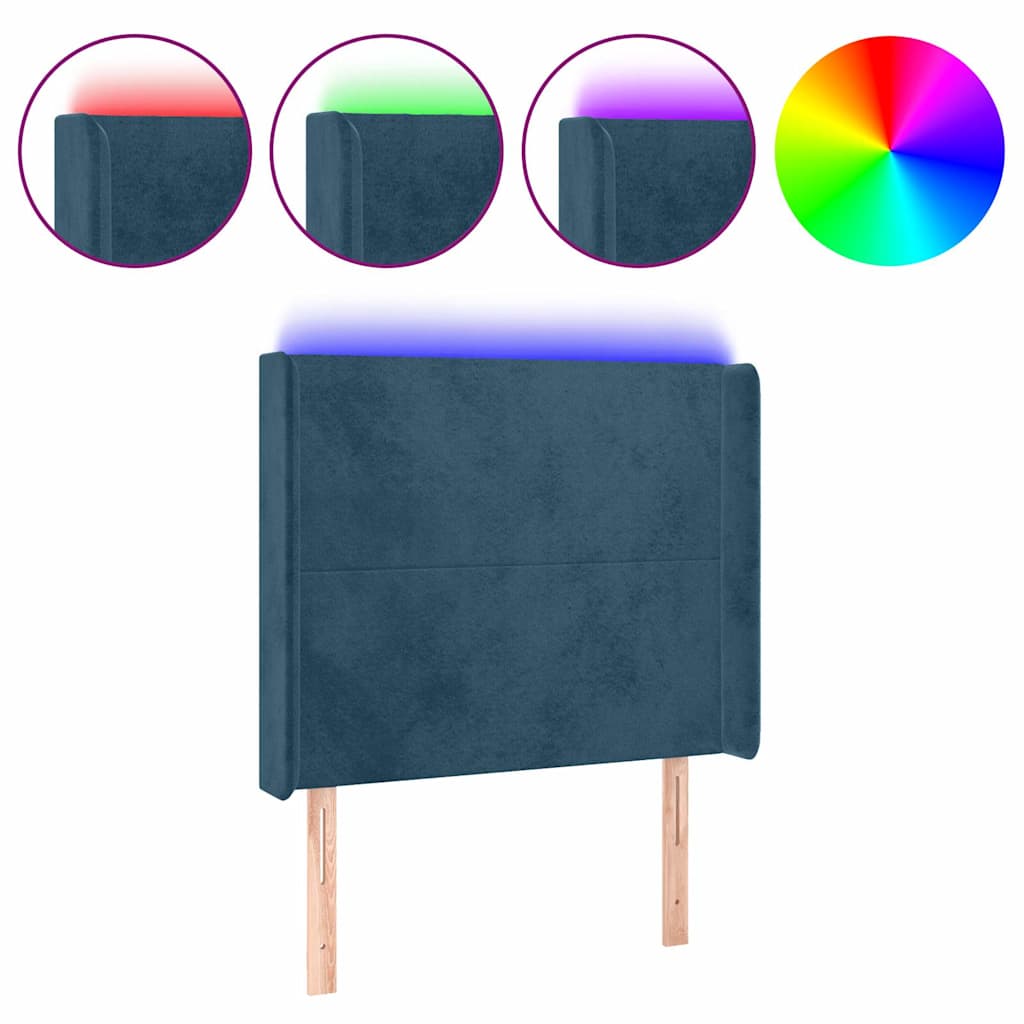 Testiera a LED Blu Scuro 103x16x118/128 cm in Velluto