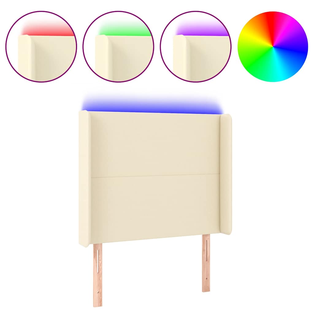 Testiera a LED Crema 83x16x118/128 cm in Similpelle