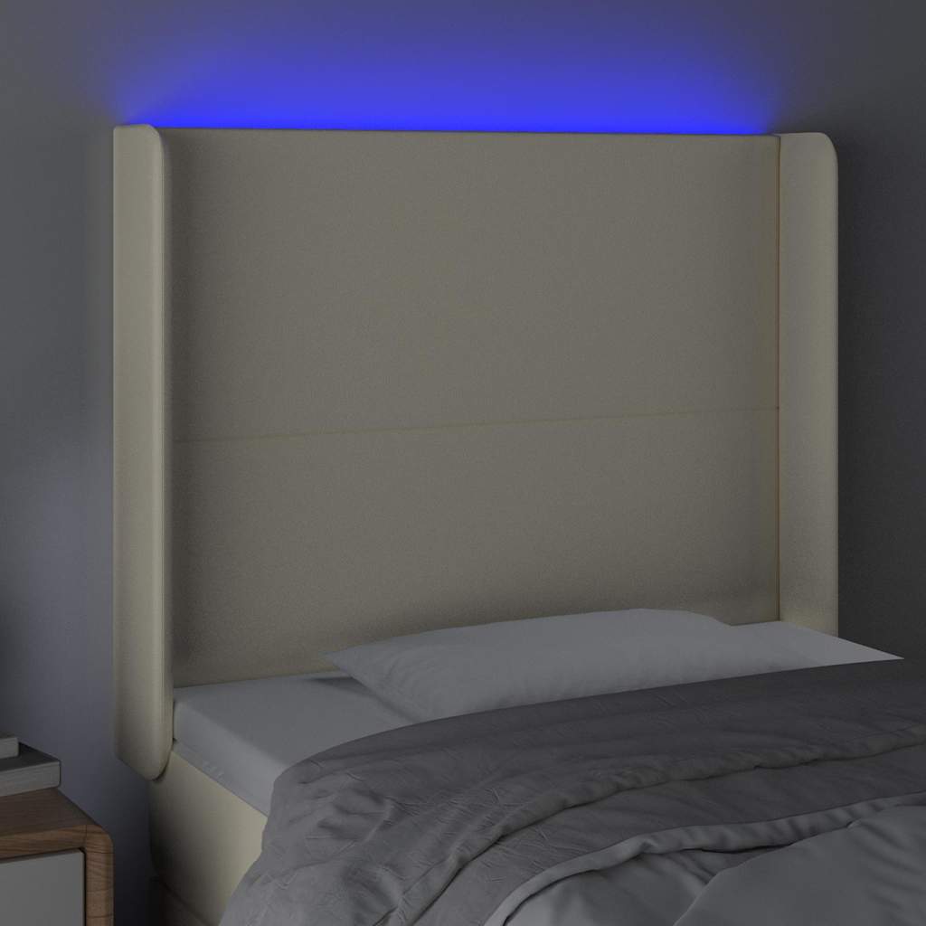 Testiera a LED Crema 103x16x118/128 cm in Similpelle