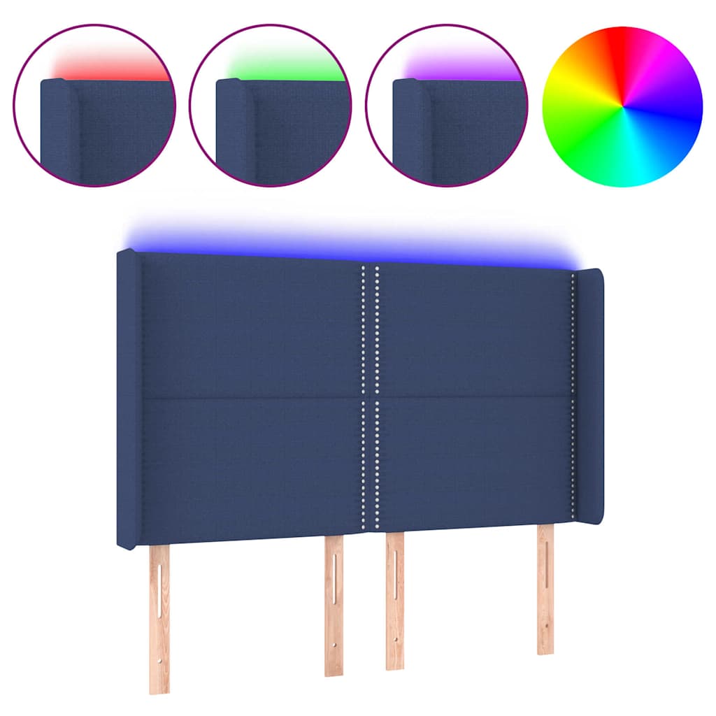 Testiera a LED Blu 147x16x118/128 cm in Tessuto