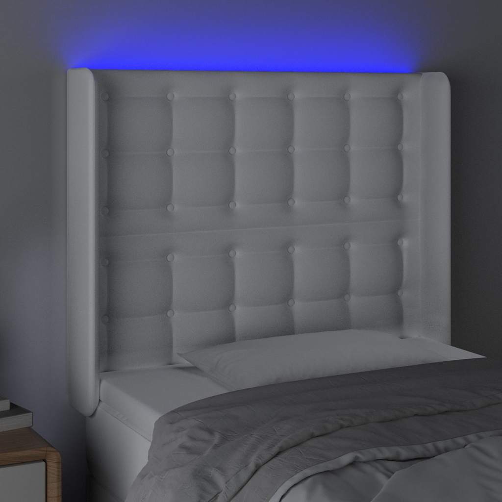 Testiera ad Orecchio Bianco 83x16x118/128 cm in Similpelle