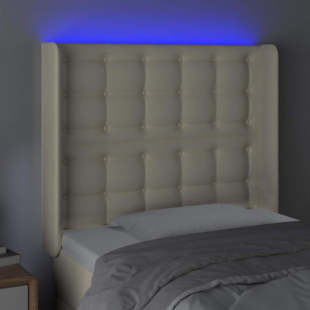 Testiera a LED Crema 83x16x118/128 cm in Similpelle