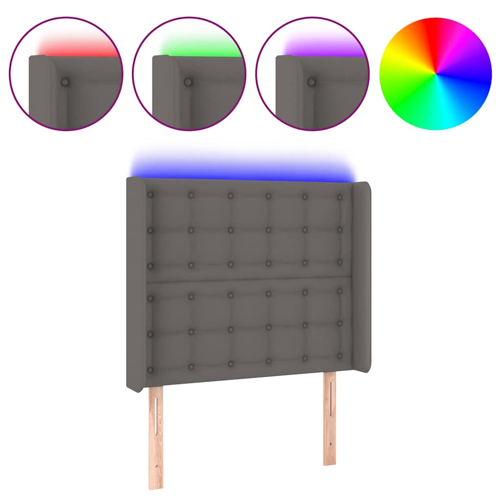 Testiera a LED Grigio 83x16x118/128 cm in Similpelle