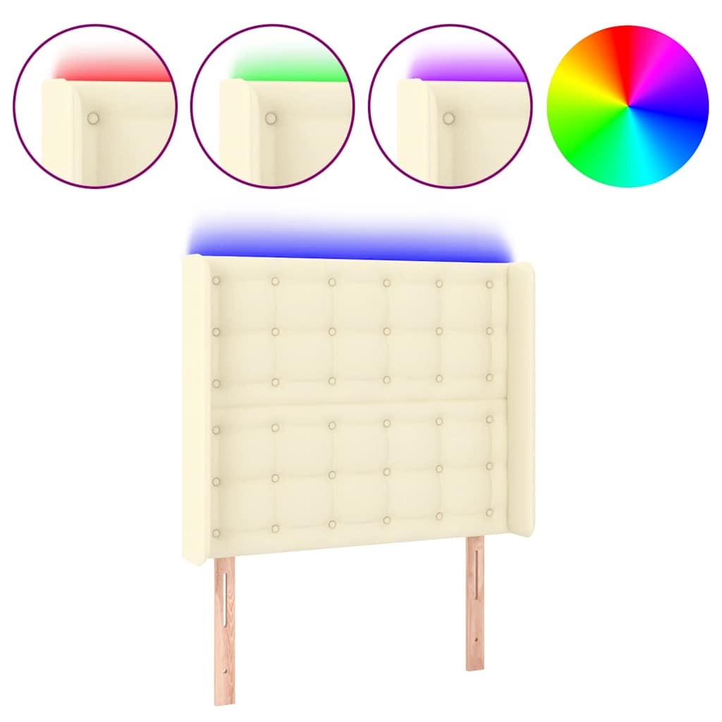 Testiera a LED Crema 103x16x118/128 cm in Similpelle