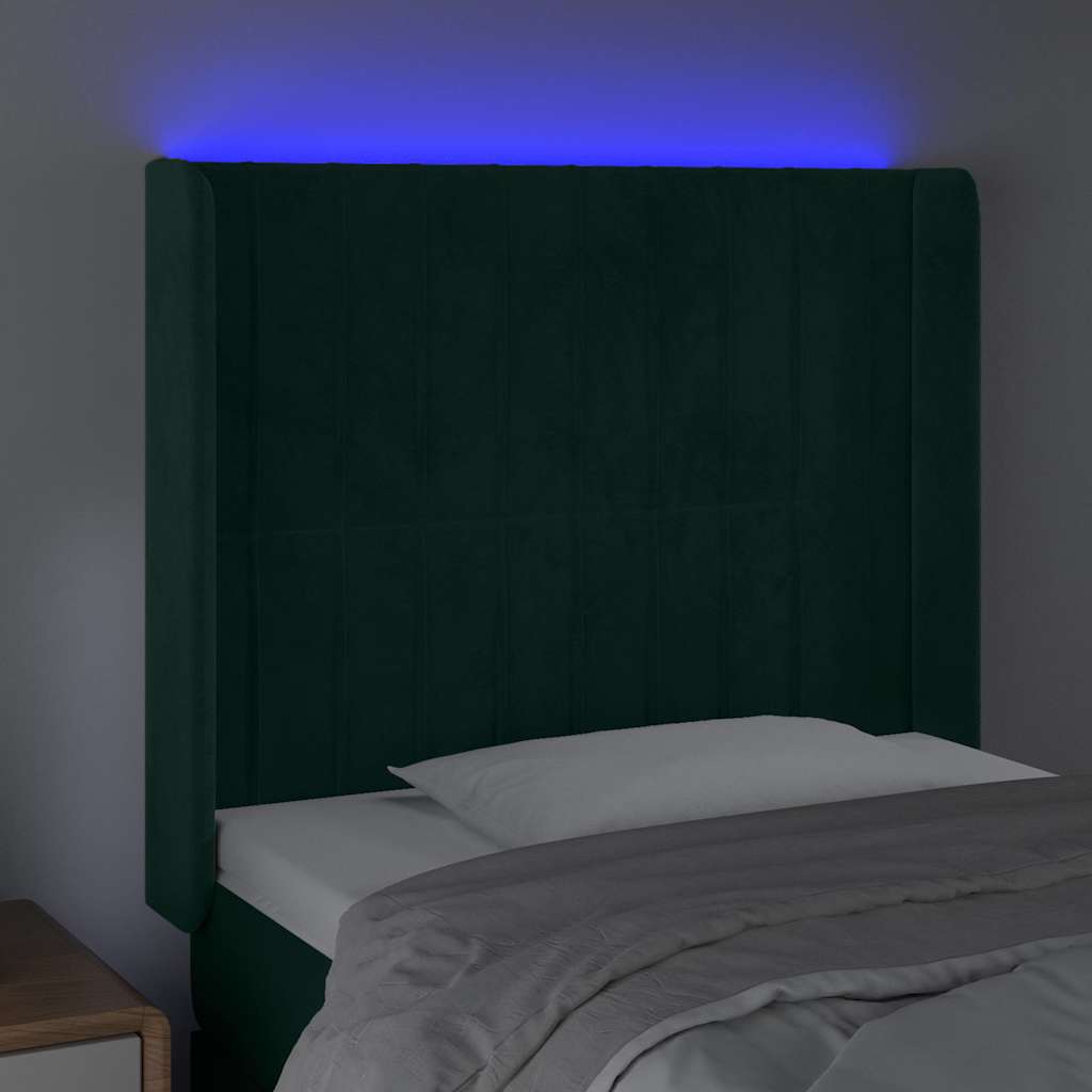 Testiera a LED Verde Scuro 93x16x118/128 cm in Velluto