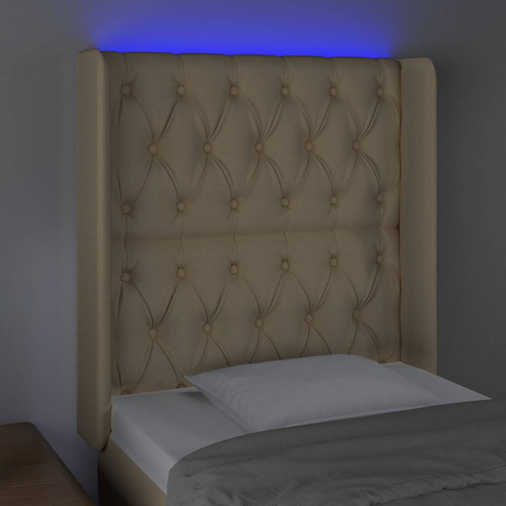 Testiera a LED Crema 83x16x118/128 cm in Tessuto