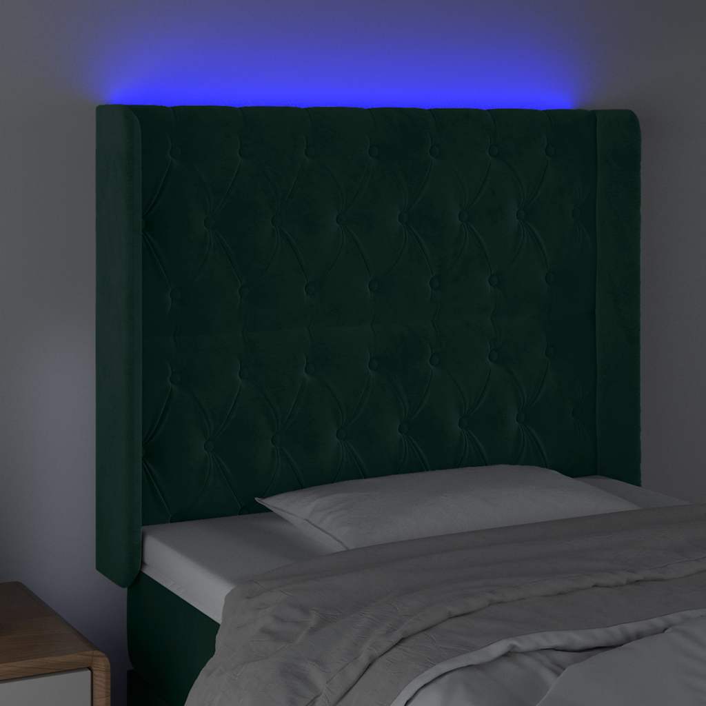 Testiera a LED Verde Scuro 93x16x118/128 cm in Velluto