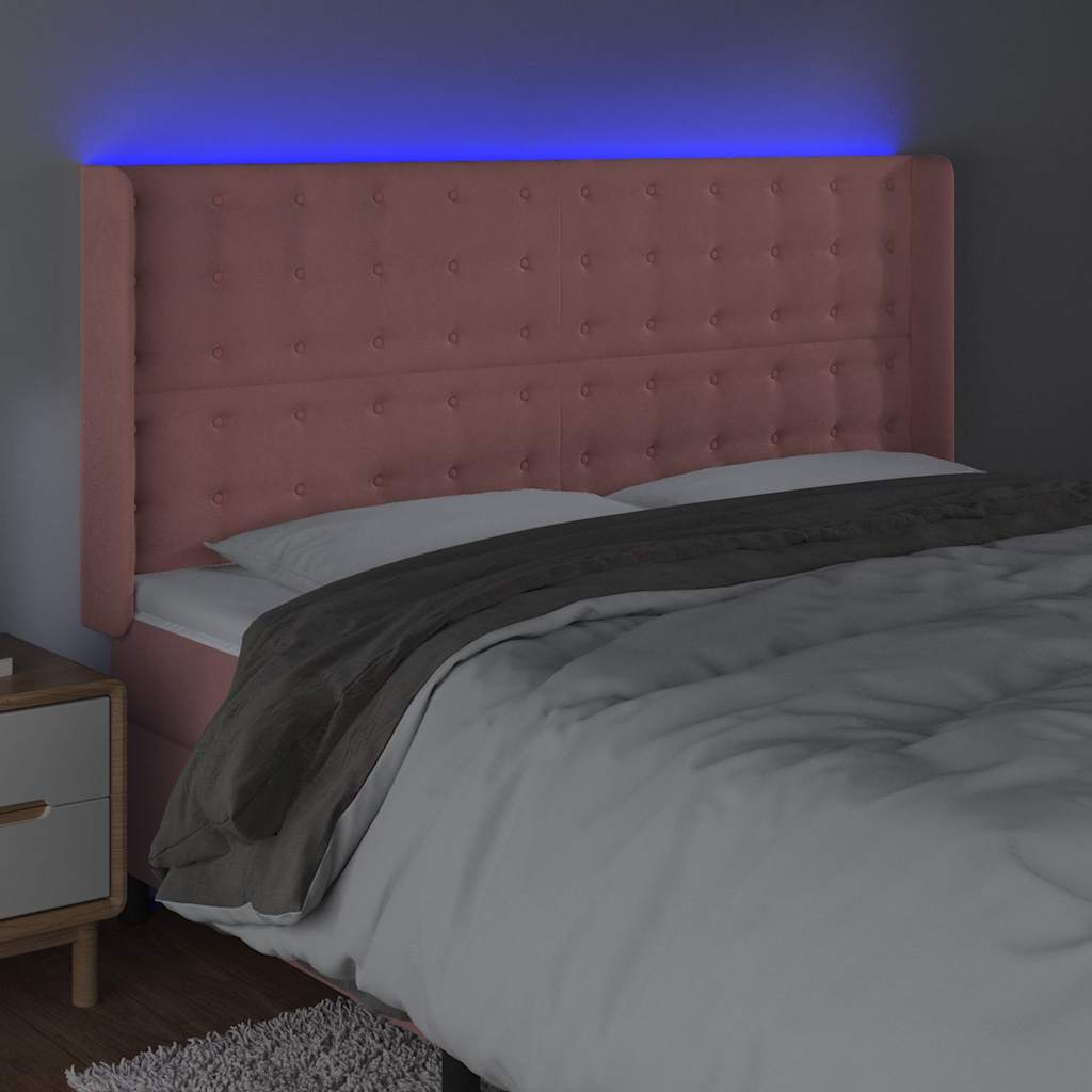Testiera a LED rosa 203x16x118/128 cm in Velluto