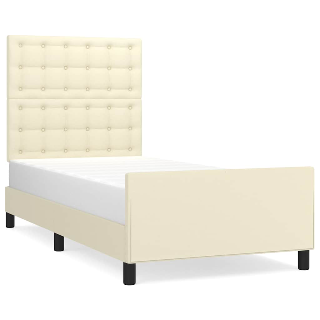 Giroletto con Testiera Crema 90x190 cm in Similpelle