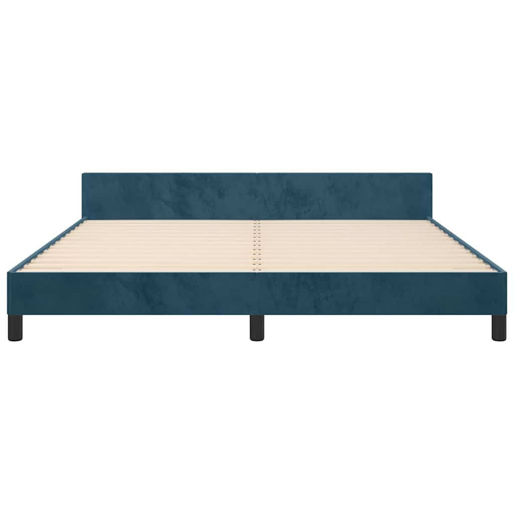 Giroletto con Testiera Blu Scuro 180x200 cm in Velluto