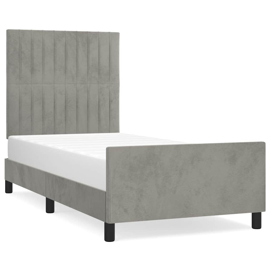 Giroletto senza Materasso Grigio Chiaro 90x200 cm Velluto