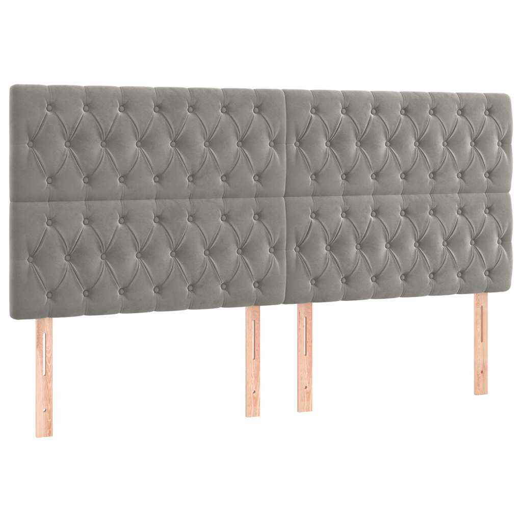 Giroletto con Testiera Grigio Chiaro 180x200 cm in Velluto