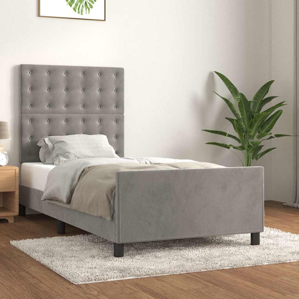 Giroletto senza Materasso Grigio Chiaro 90x190 cm Velluto