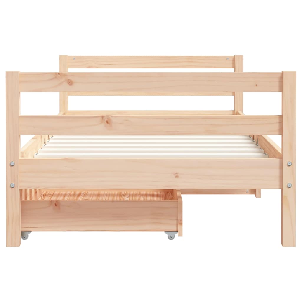 Giroletto per Bambini con Cassetti 80x160cm Legno Massello Pino
