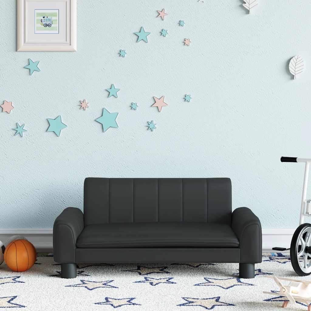 Divano per Bambini Nero 70x45x30 cm in Similpelle