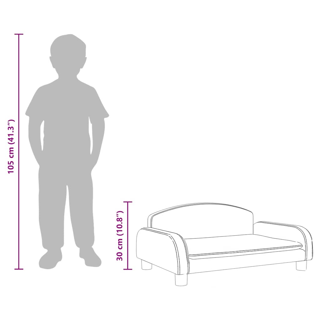 Divano per Bambini Grigio 70x45x30 cm in Similpelle