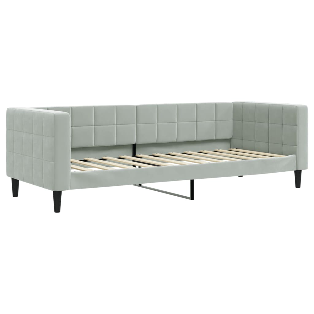 Divano Letto con Materasso Grigio Chiaro 80x200 cm in Velluto