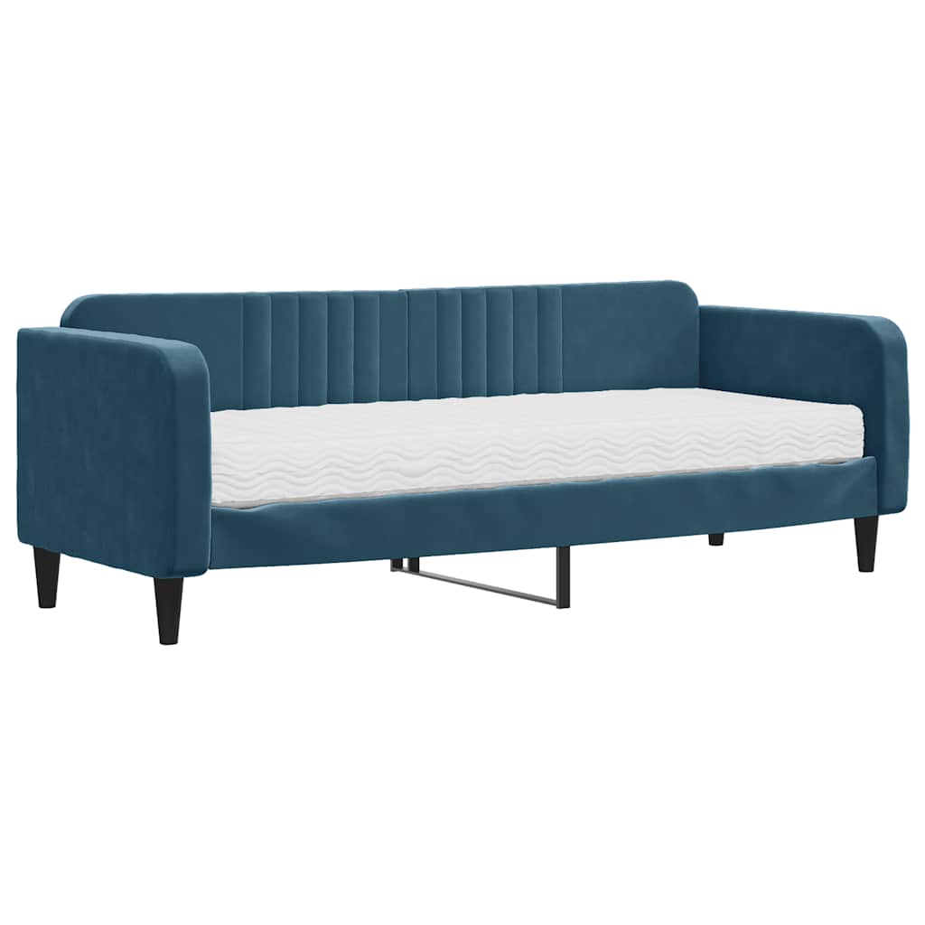 Divano Letto con Materasso Blu 80x200 cm in Velluto