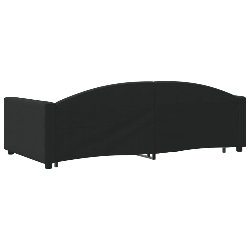 Divano Letto Estraibile con Cassetti Nero 100x200 cm in Tessuto
