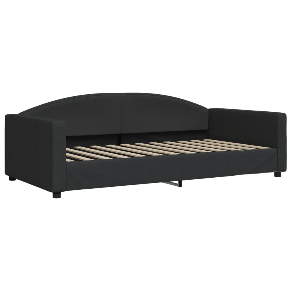 Divano Letto Estraibile con Cassetti Nero 100x200 cm in Tessuto