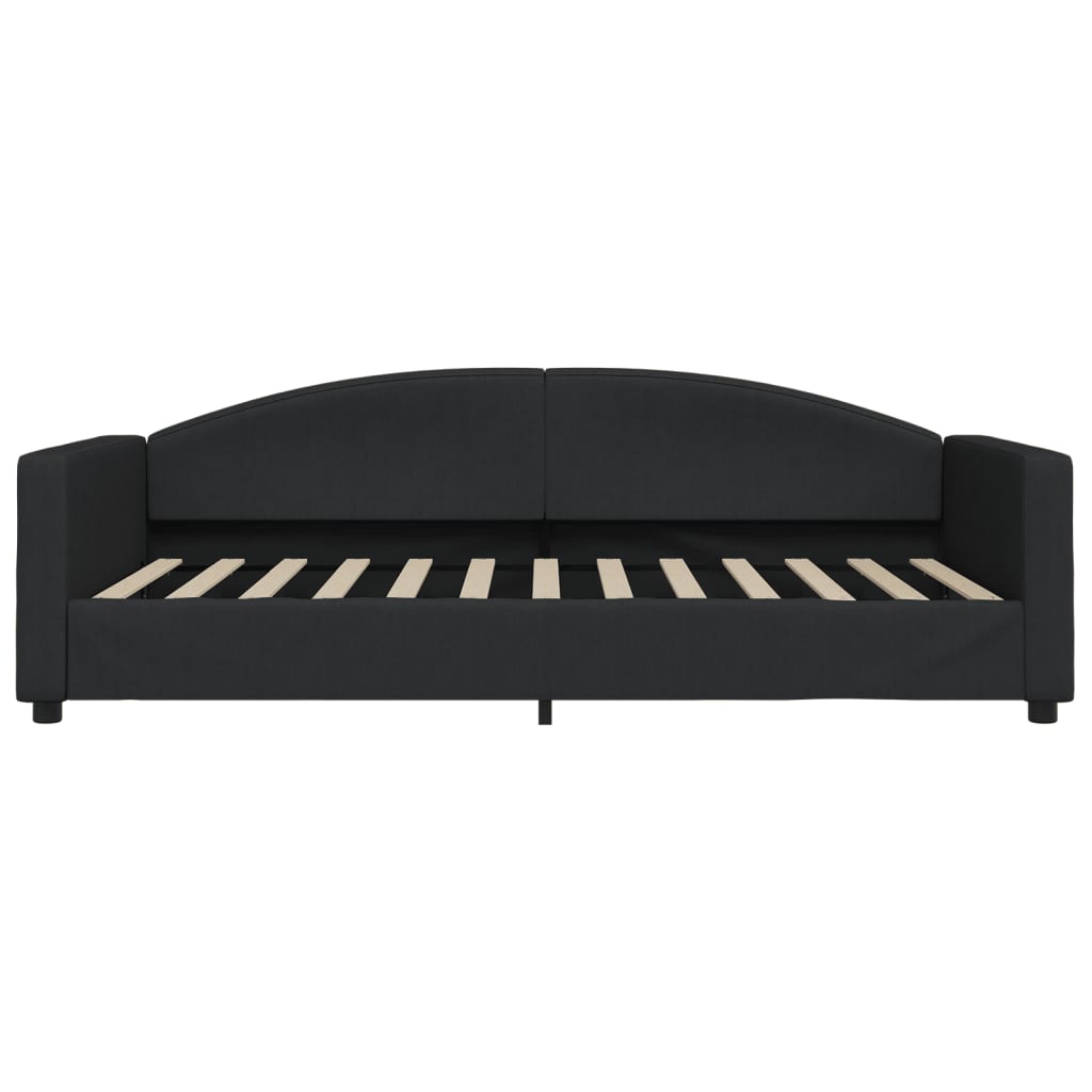Divano Letto Estraibile con Cassetti Nero 100x200 cm in Tessuto