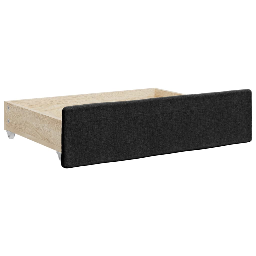 Divano Letto Estraibile con Cassetti Nero 100x200 cm in Tessuto