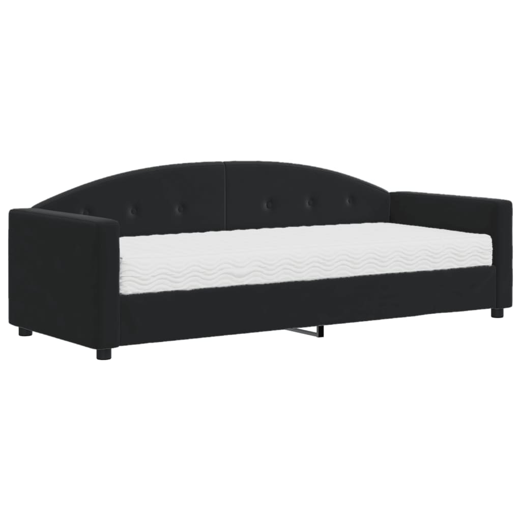 Divano Letto con Materasso Nero 80x200 cm in Velluto