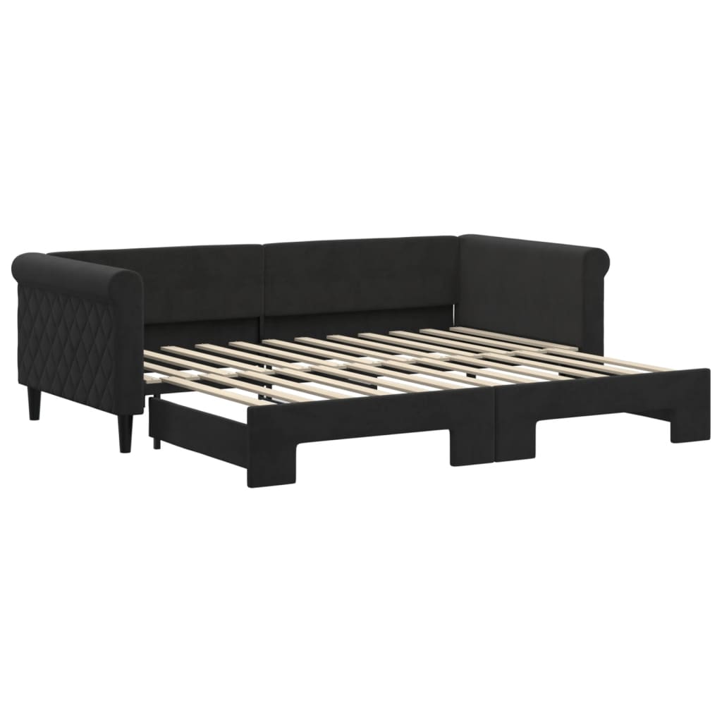 Divano Letto con Letto Estraibile Nero 90x200 cm in Velluto