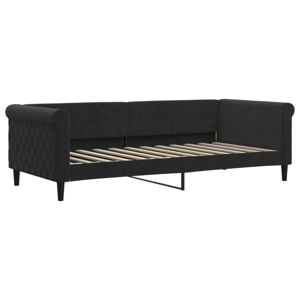 Divano Letto con Letto Estraibile Nero 90x200 cm in Velluto