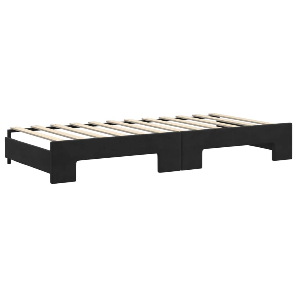Divano Letto con Letto Estraibile Nero 90x200 cm in Velluto
