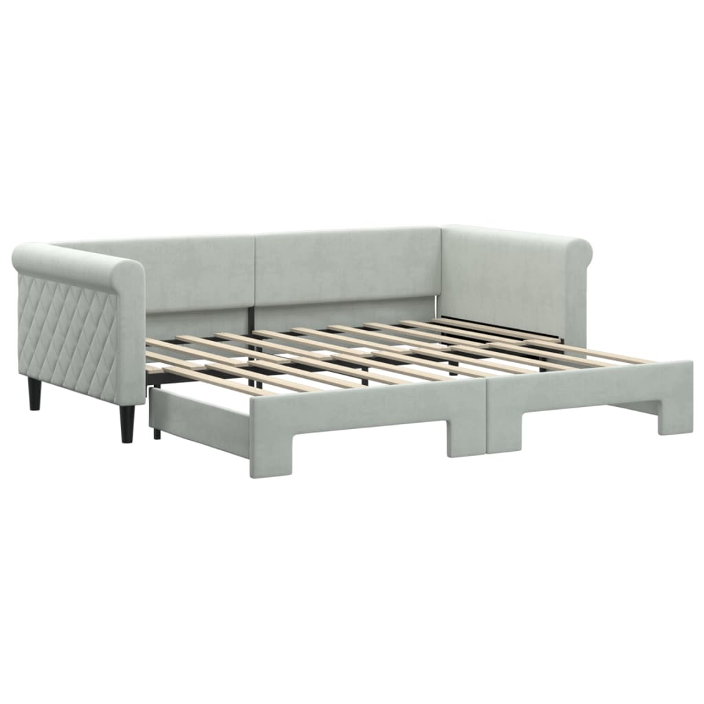 Divano Letto con Letto Estraibile Grigio Chiaro 90x190 Velluto