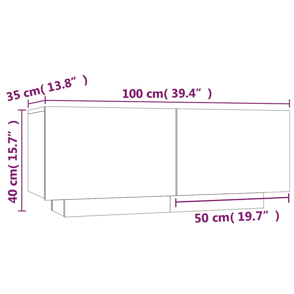 Comodino Grigio Sonoma 100x35x40 cm in Legno Multistrato