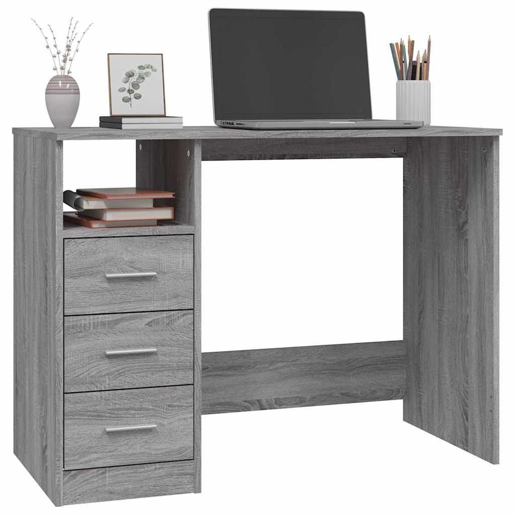 Scrivania Cassetti Grigio Sonoma 102x50x76 cm Legno Ingegnerizzato