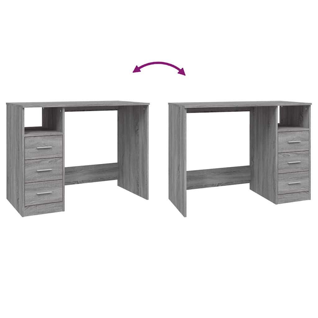 Scrivania Cassetti Grigio Sonoma 102x50x76 cm Legno Ingegnerizzato