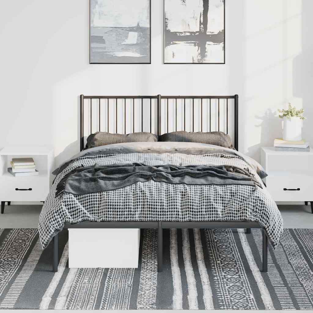 Giroletto con Testiera in Metallo Nero 135x190 cm