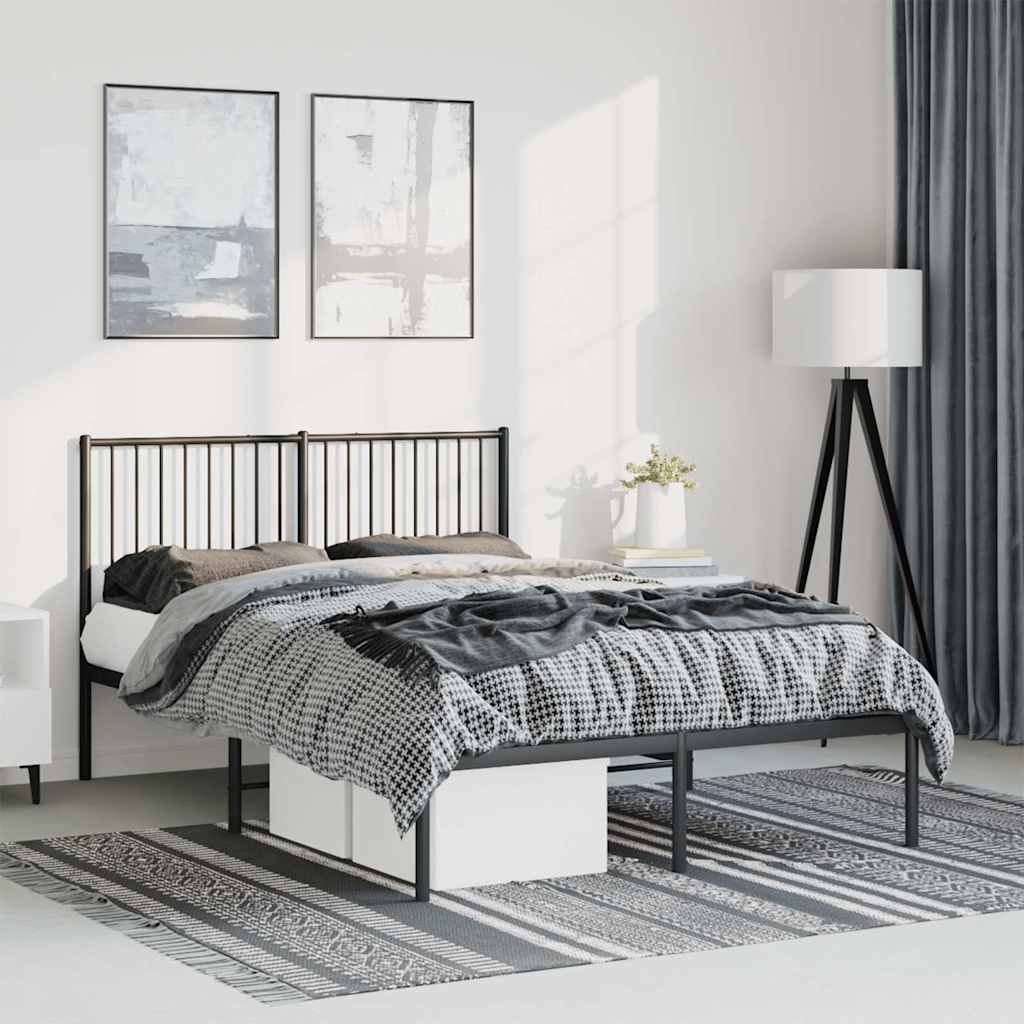 Giroletto con Testiera in Metallo Nero 135x190 cm