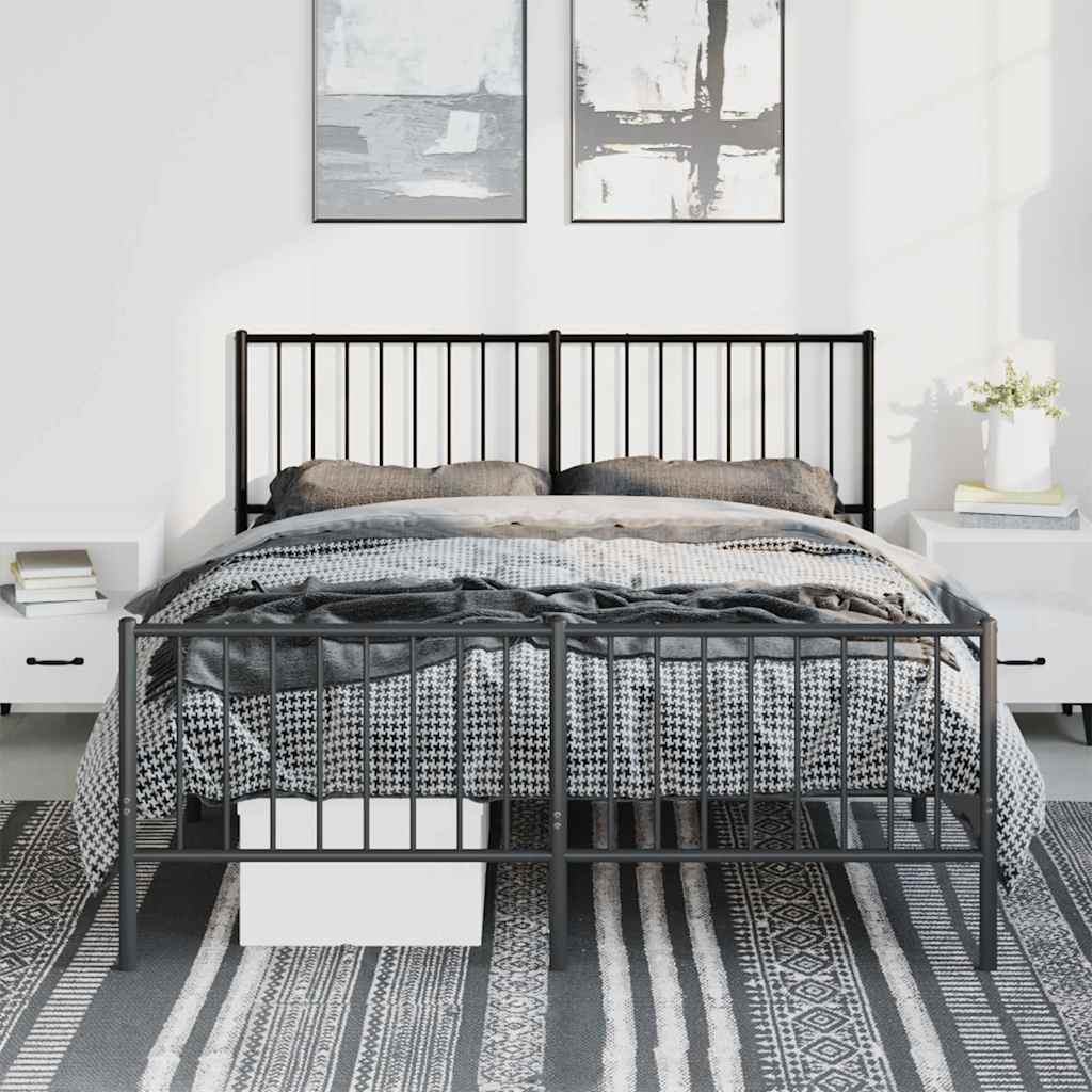 Giroletto con Testiera e Pediera Metallo Nero 135x190 cm