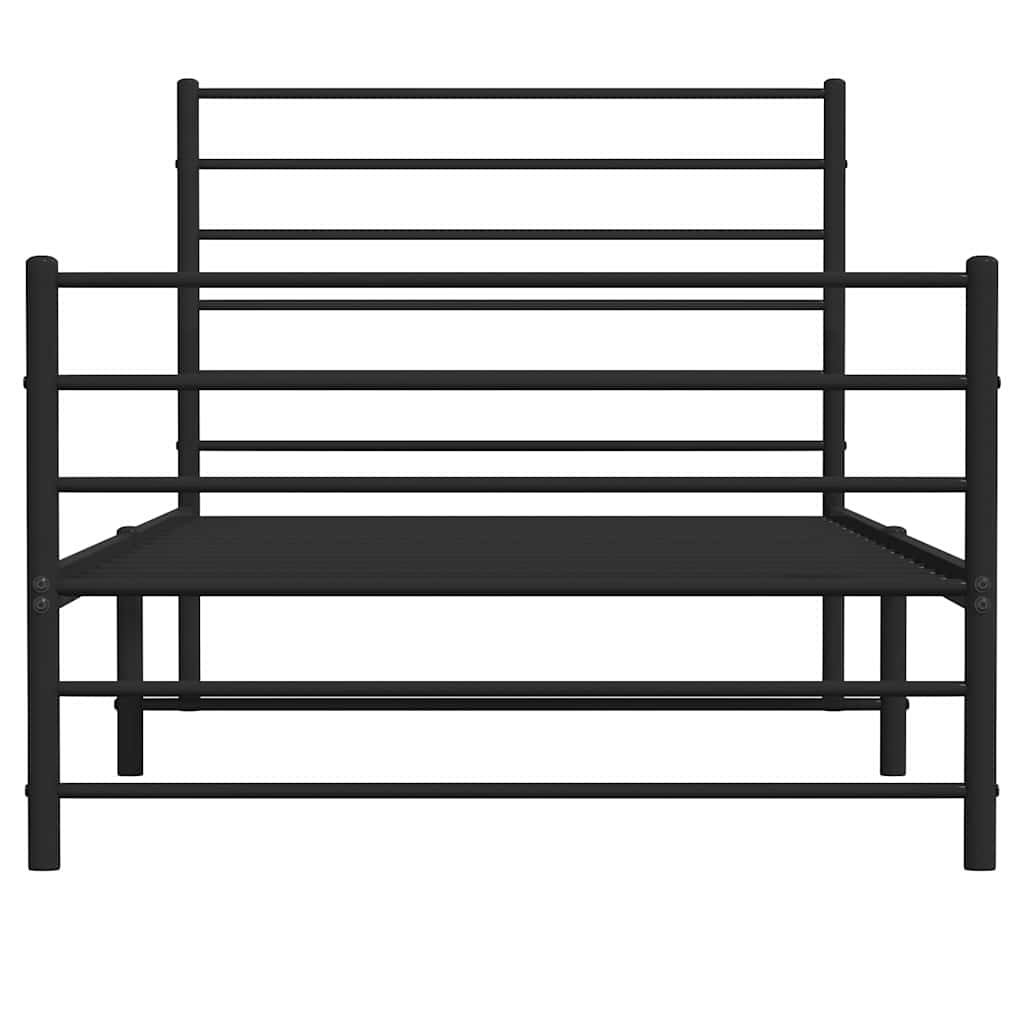 Giroletto con Testiera e Pediera Metallo Nero 100x200 cm