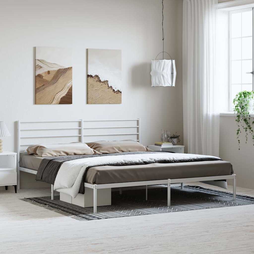 Giroletto con Testiera Metallo Bianco 183x213 cm