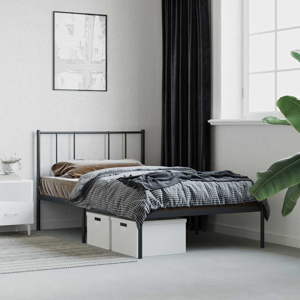 Giroletto con Testiera in Metallo Nero 90x190 cm