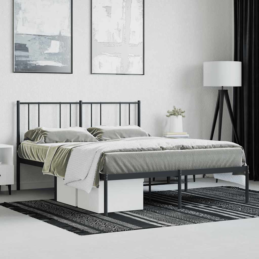 Giroletto con Testiera in Metallo Nero 140x190 cm
