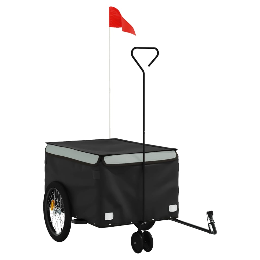 Rimorchio da Bici Nero e Grigio 30 kg in Ferro