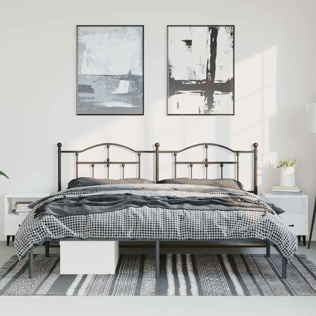 Giroletto con Testiera in Metallo Nero 183x213 cm