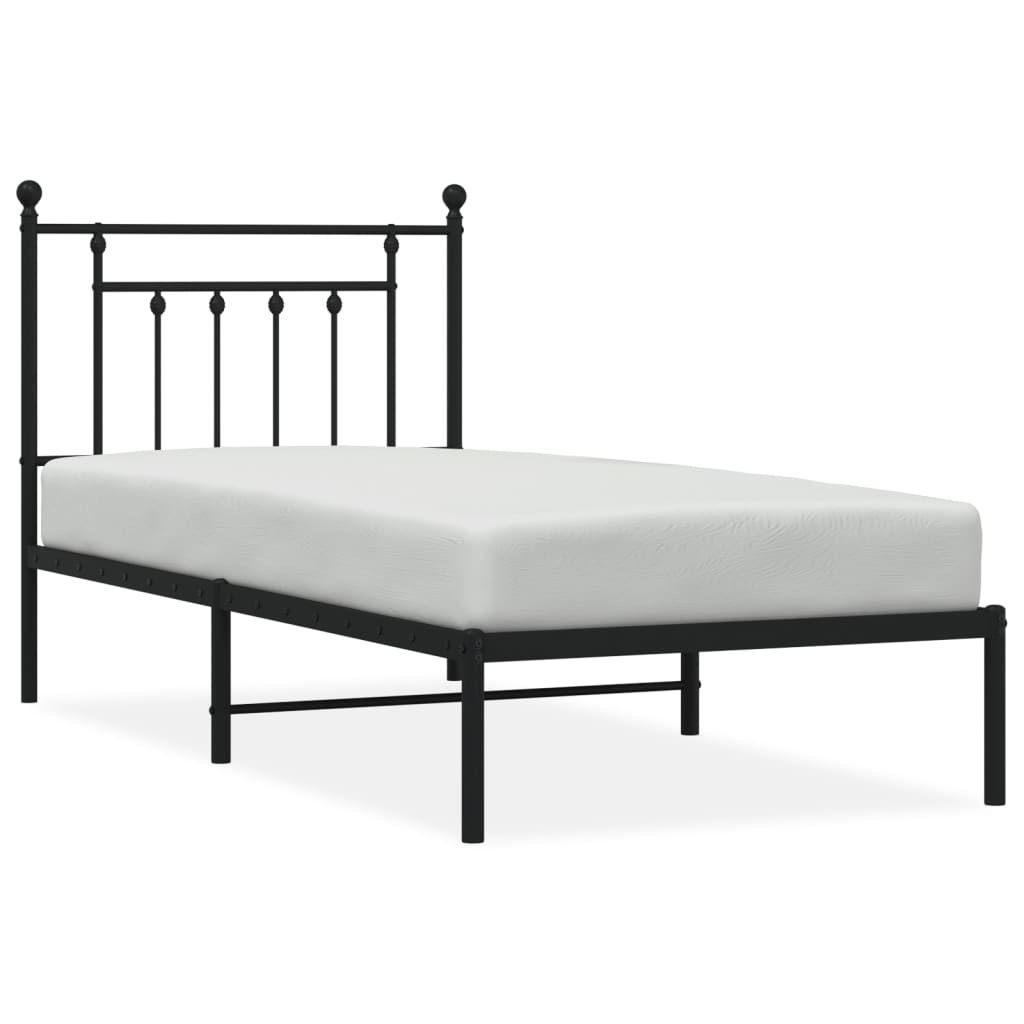 Giroletto con Testiera in Metallo Nero 90x190 cm