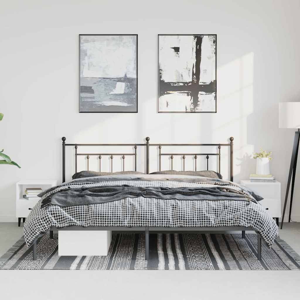 Giroletto con Testiera in Metallo Nero 193x203 cm