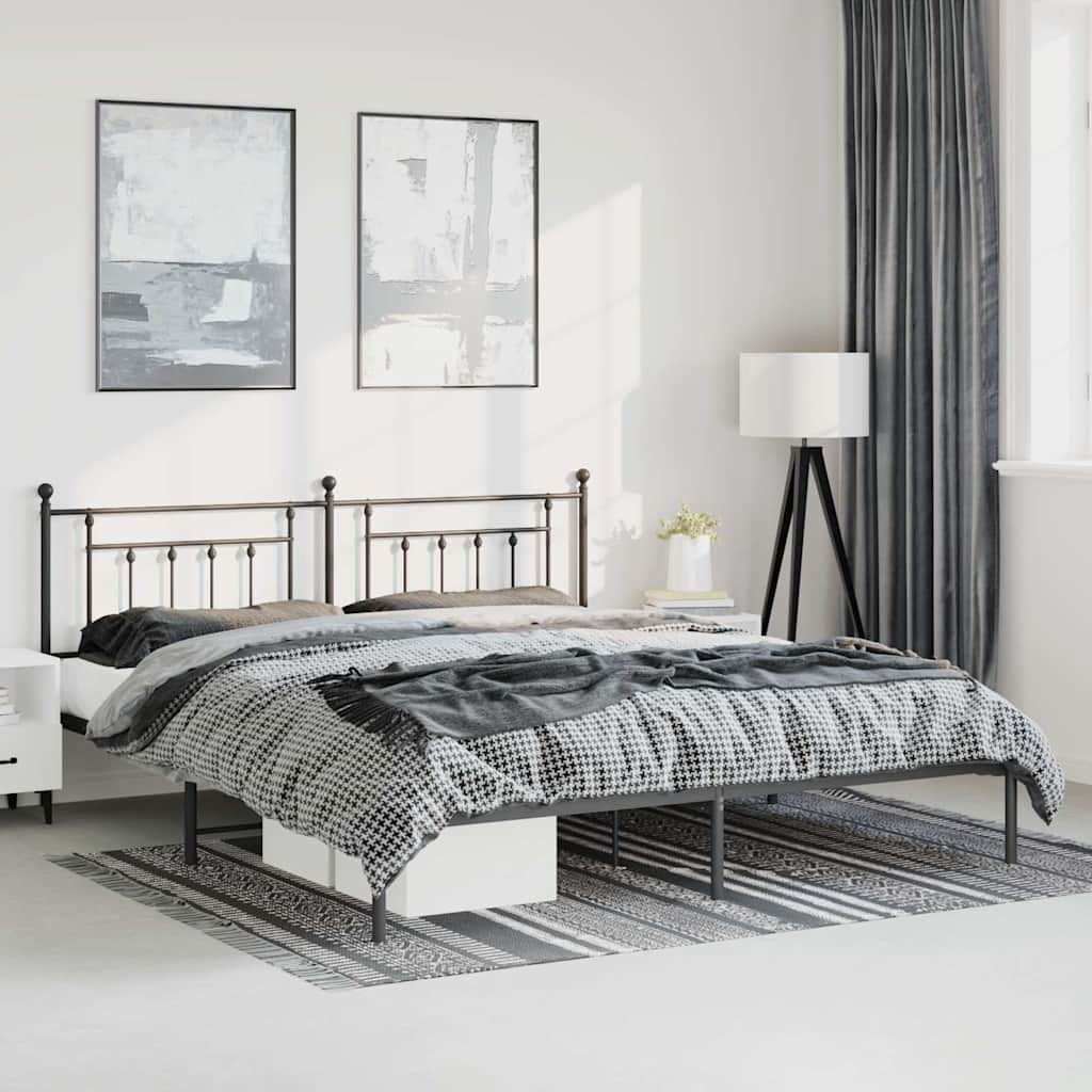 Giroletto con Testiera in Metallo Nero 193x203 cm